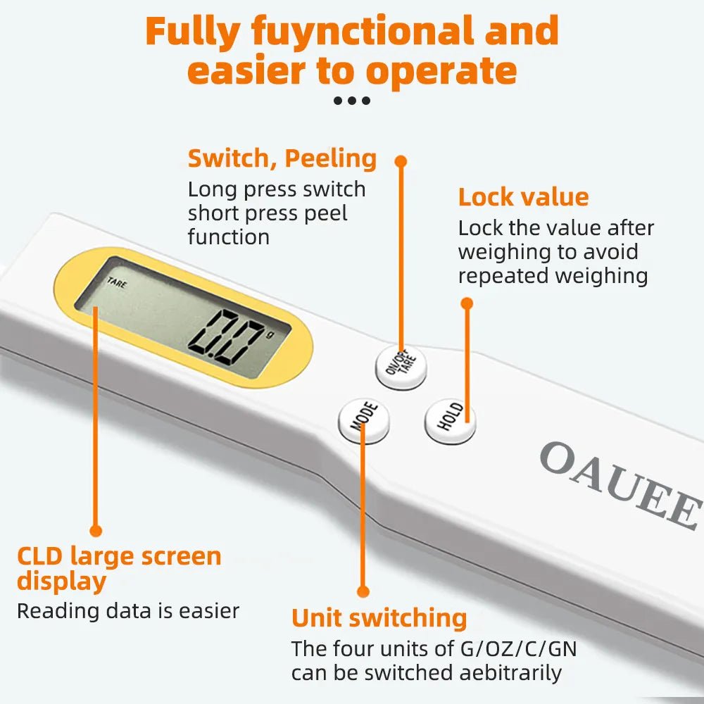 Upgrade Backlight Electronic Kitchen Scale 0.1-500g Weight Measuring Food Flour Digital Spoon Scale Kitchen Tool for Milk Coffee