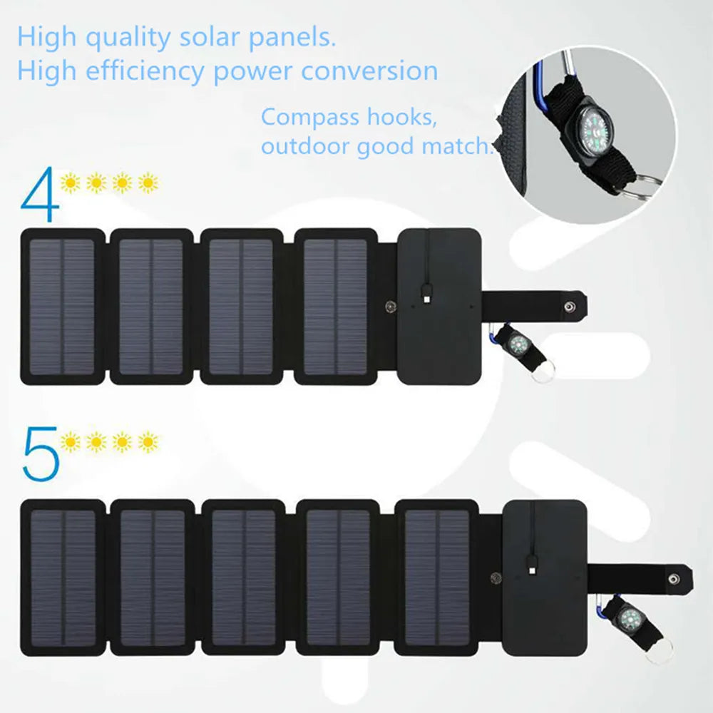 ¡Energía Solar en tu Bolsillo! Cargador Plegable Portátil para Exteriores con Salida USB 5V 2.1A . La Solución de Energía para Campamentos, Excursiones y Viajes para tus Smartphones