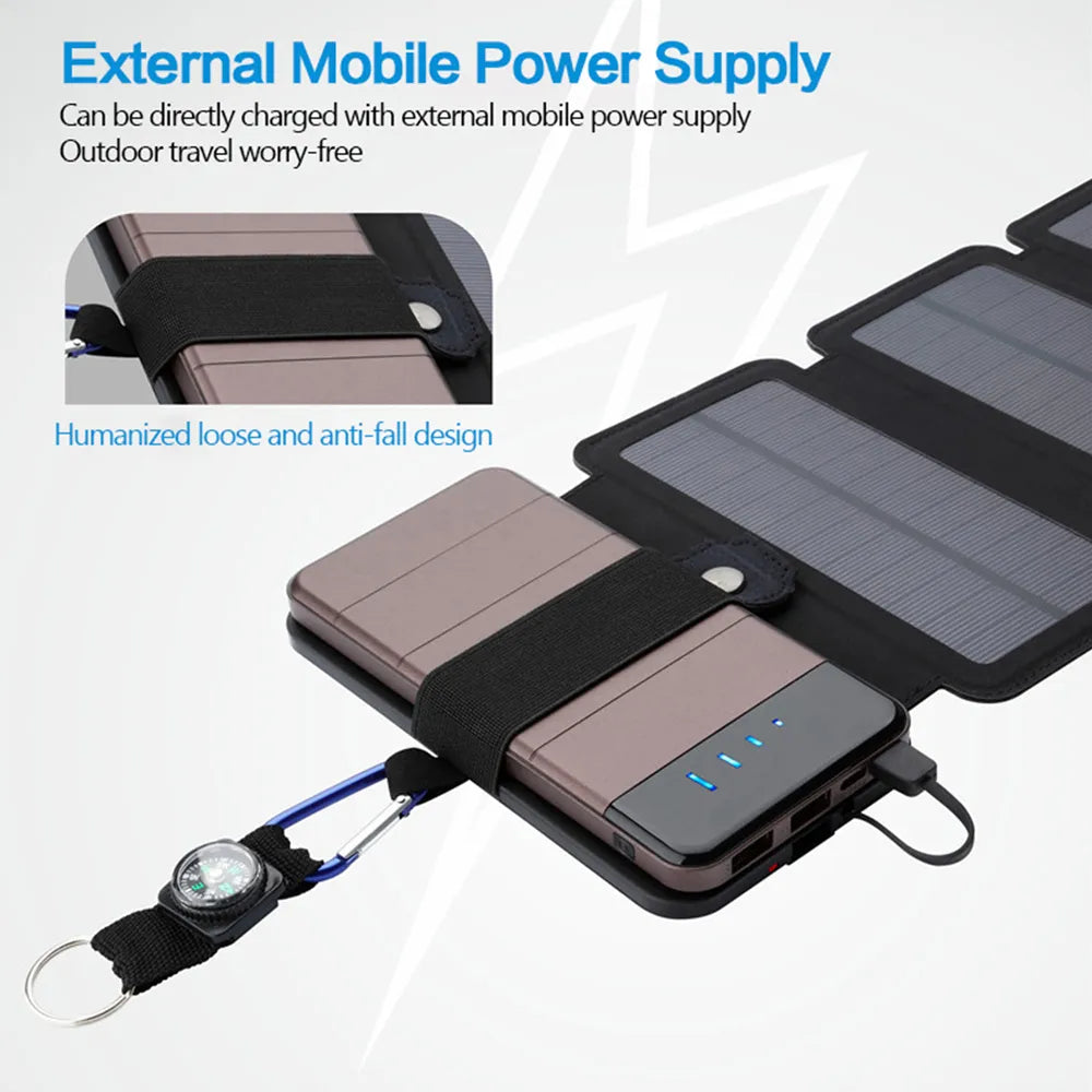 ¡Energía Solar en tu Bolsillo! Cargador Plegable Portátil para Exteriores con Salida USB 5V 2.1A . La Solución de Energía para Campamentos, Excursiones y Viajes para tus Smartphones