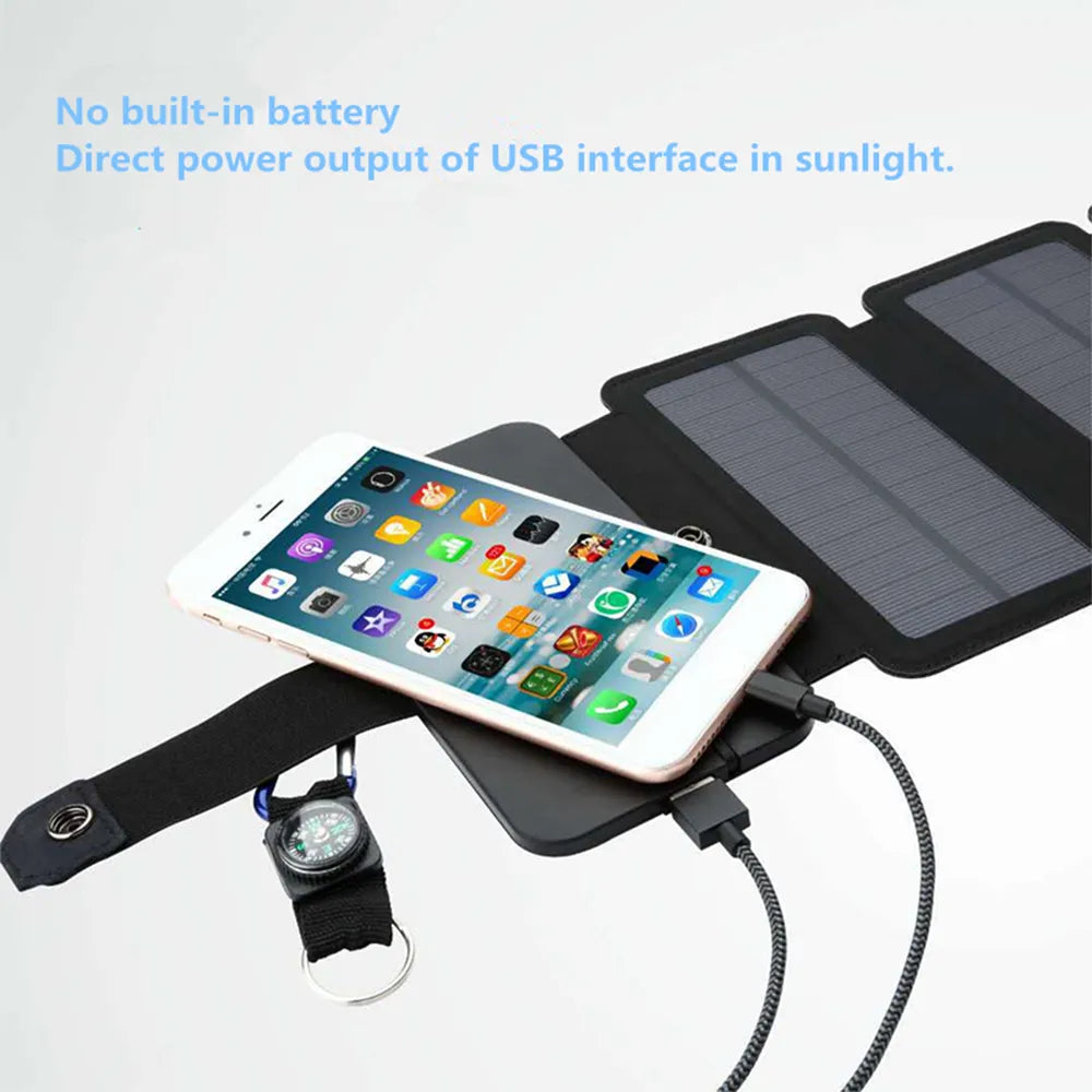 ¡Energía Solar en tu Bolsillo! Cargador Plegable Portátil para Exteriores con Salida USB 5V 2.1A . La Solución de Energía para Campamentos, Excursiones y Viajes para tus Smartphones